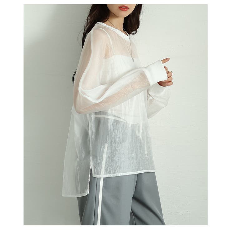 旬な着こなしで大人の肌見せ叶うシアーロングスリーブカットソー レディース ファッ… | Sawa a la mode | 詳細画像14 