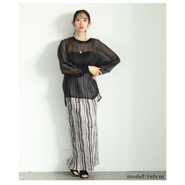 旬な着こなしで大人の肌見せ叶うシアーロングスリーブカットソー レディース ファッ… | Sawa a la mode | 詳細画像16 