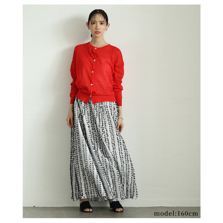 モードに揺らめくフリンジデザインシアーフレアスカート レディース ファッション | Sawa a la mode | 詳細画像4 