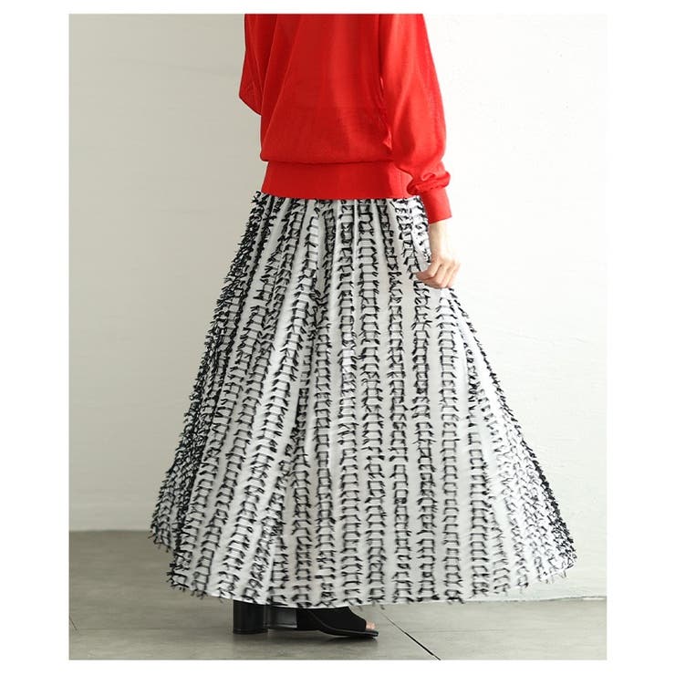 モードに揺らめくフリンジデザインシアーフレアスカート レディース ファッション | Sawa a la mode | 詳細画像7 