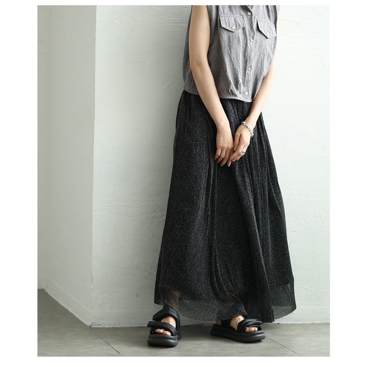 ★美品 ALAIA アライア 黒 ロング フレアスカート M マキシフレアスカート レディース ギャザースカート ロング
