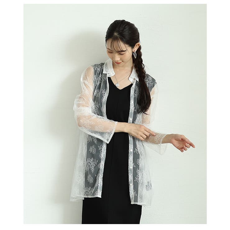 繊細な花刺繍アートを描いた重ねてお洒落なシアーオーバーシャツ レディース ファッ… | Sawa a la mode | 詳細画像16 