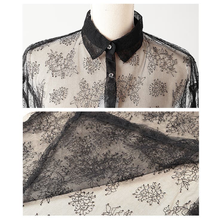 繊細な花刺繍アートを描いた重ねてお洒落なシアーオーバーシャツ レディース ファッ… | Sawa a la mode | 詳細画像23 