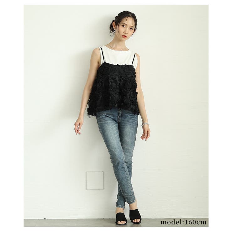 唯一無二の華やぎ纏う立体ローズフレアキャミソール レディース ファッション | Sawa a la mode | 詳細画像4 