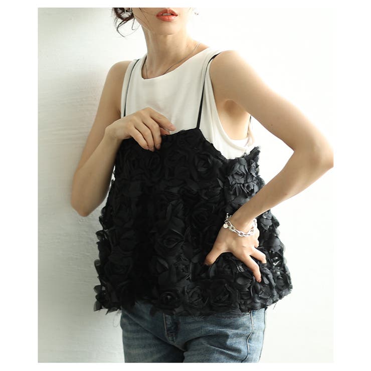 唯一無二の華やぎ纏う立体ローズフレアキャミソール レディース ファッション | Sawa a la mode | 詳細画像7 