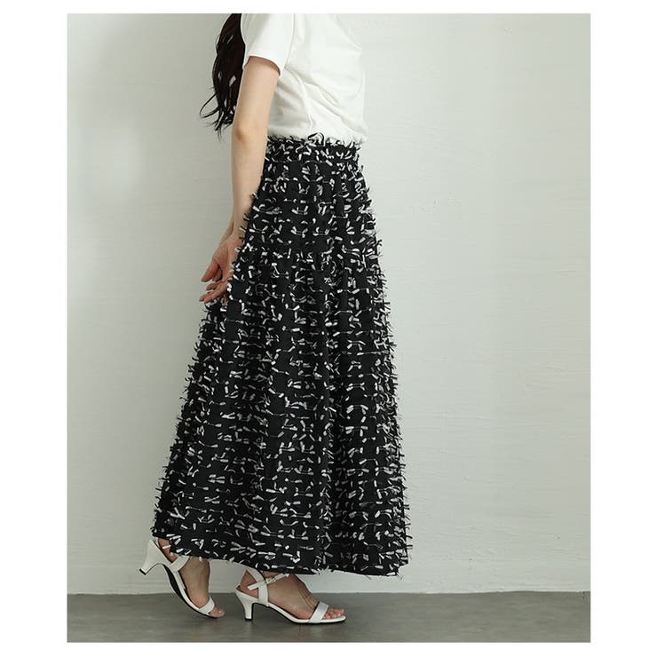 センスが高まる配色フリンジ切替フレアロングスカート レディース ファッション | Sawa a la mode | 詳細画像4 