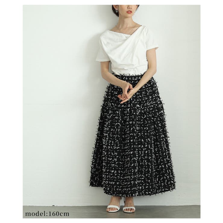 センスが高まる配色フリンジ切替フレアロングスカート レディース ファッション | Sawa a la mode | 詳細画像5 