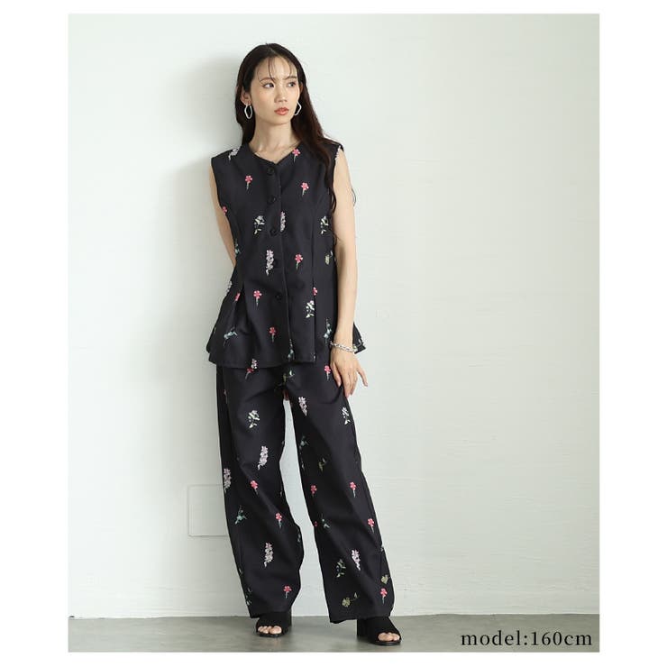 爽やかな甘さ引き立つ花柄ペプラムフレアノースリーブトップス レディース ファッシ… | Sawa a la mode | 詳細画像4 