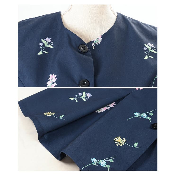 爽やかな甘さ引き立つ花柄ペプラムフレアノースリーブトップス レディース ファッシ… | Sawa a la mode | 詳細画像23 