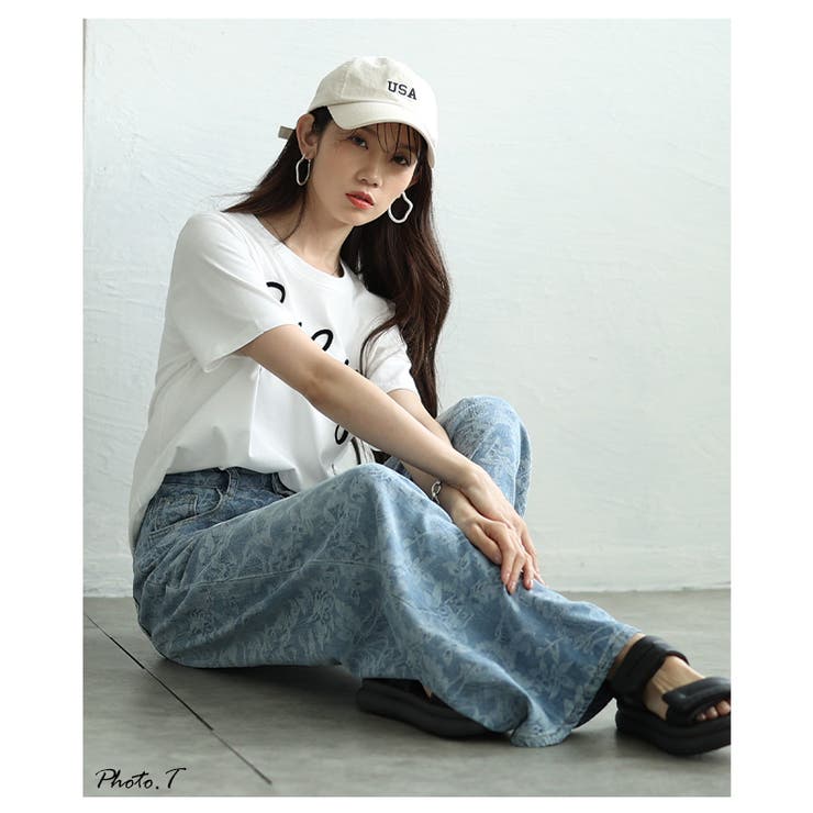 トレンド感満載なヴィンテージムード漂うボタニカル柄ルーズデニムパンツ レディース… | Sawa a la mode | 詳細画像3 