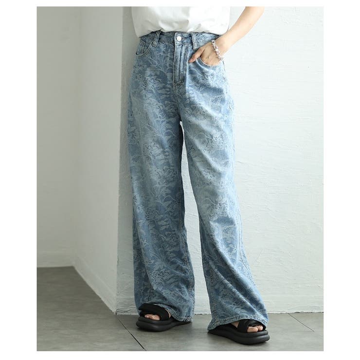 トレンド感満載なヴィンテージムード漂うボタニカル柄ルーズデニムパンツ レディース… | Sawa a la mode | 詳細画像11 