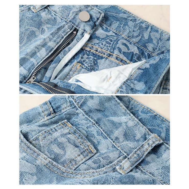 トレンド感満載なヴィンテージムード漂うボタニカル柄ルーズデニム