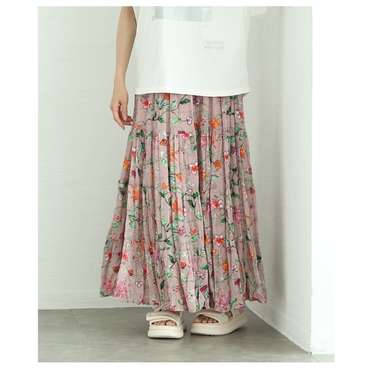 ロマンティックな花の世界が広がるティアードシフォンスカート レディース ファッシ… | Sawa a la mode | 詳細画像16 