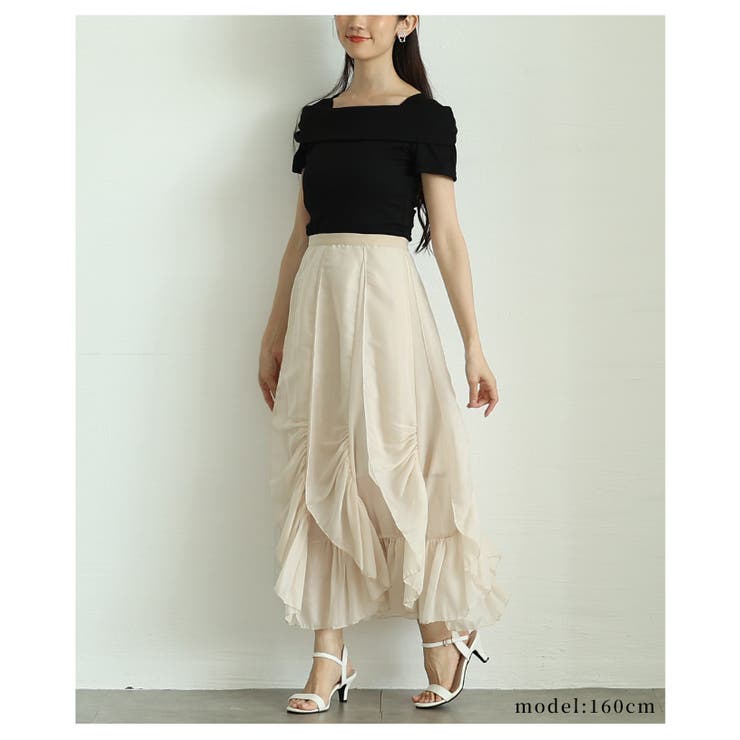 ひらひら波打つ花びらフリルのエレガントなシフォンスカート レディース ファッショ… | Sawa a la mode | 詳細画像7 