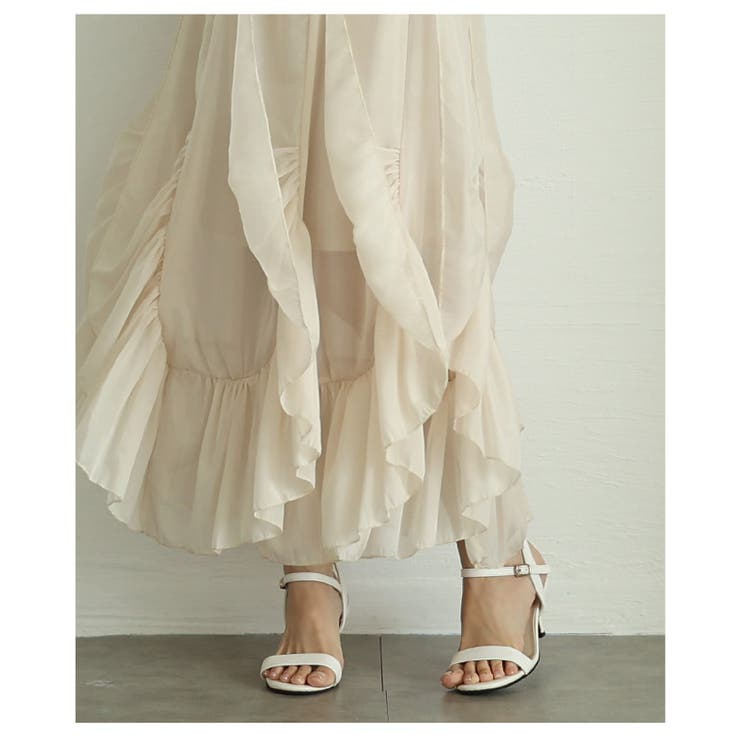 ひらひら波打つ花びらフリルのエレガントなシフォンスカート レディース ファッショ… | Sawa a la mode | 詳細画像9 