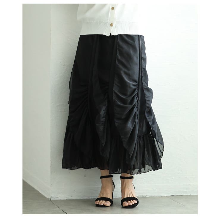 ひらひら波打つ花びらフリルのエレガントなシフォンスカート レディース ファッショ… | Sawa a la mode | 詳細画像16 