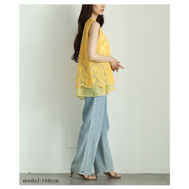 美しさ際立つボタニカル刺繍のレイヤード風シアートップス レディース ファッション | Sawa a la mode | 詳細画像3 