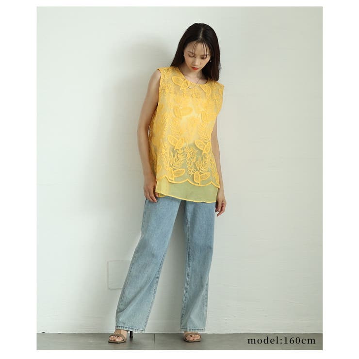 美しさ際立つボタニカル刺繍のレイヤード風シアートップス レディース ファッション | Sawa a la mode | 詳細画像11 