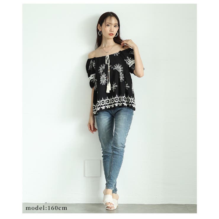 ナチュラルな風合いを愉しむエスニック刺繍の2wayショルダートップス レディース | Sawa a la mode | 詳細画像13 