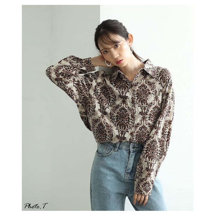 リゾート気分を纏うエスニック柄ロングスリーブルーズシャツ レディース ファッショ… | Sawa a la mode | 詳細画像3 