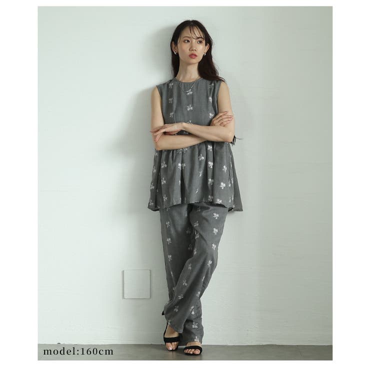 華やかさと品を兼ね備えたミニフラワー刺繍のセミワイドパンツ レディース ファッシ… | Sawa a la mode | 詳細画像13 