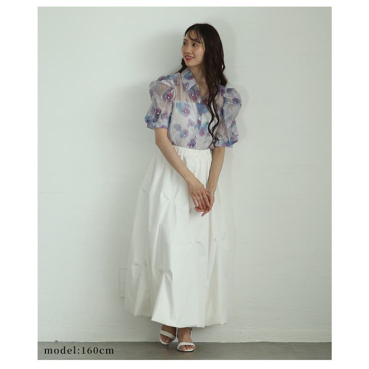 パールを纏うシアーオーガンジーのパワーショルダーブラウス レディース ファッショ… | Sawa a la mode | 詳細画像11 