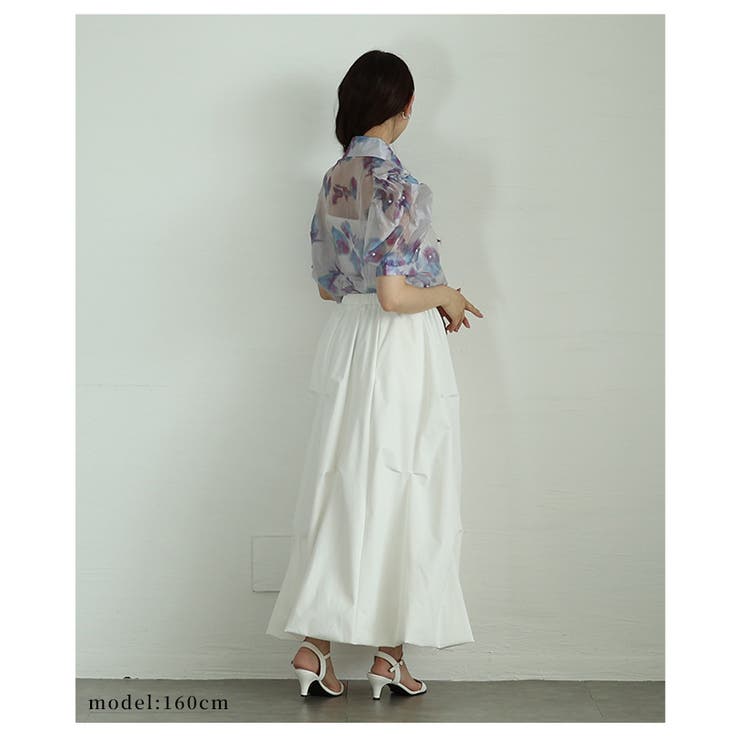 パールを纏うシアーオーガンジーのパワーショルダーブラウス レディース ファッショ… | Sawa a la mode | 詳細画像15 