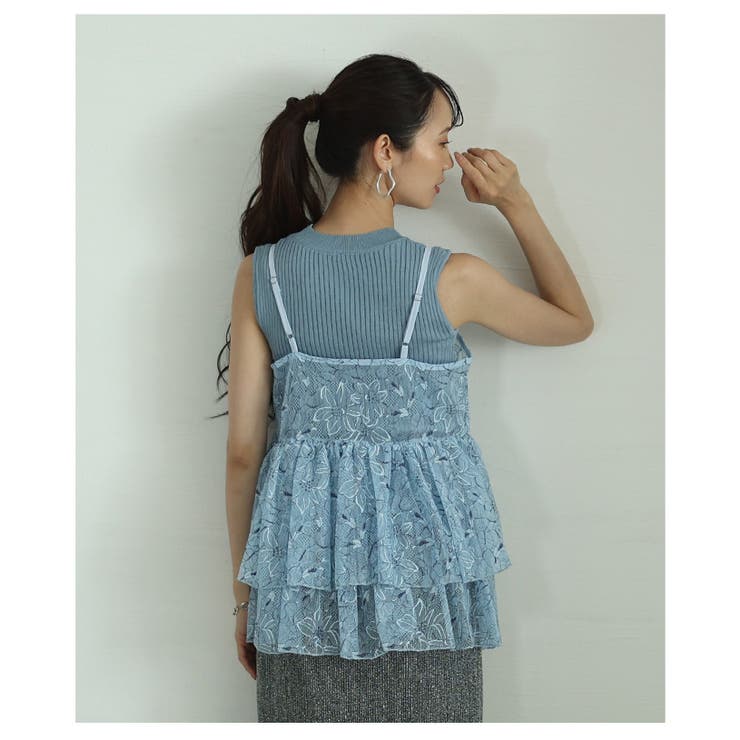 レイヤードでサマになるフラワーレースキャミソール＆リブニット2点セット レディー… | Sawa a la mode | 詳細画像9 