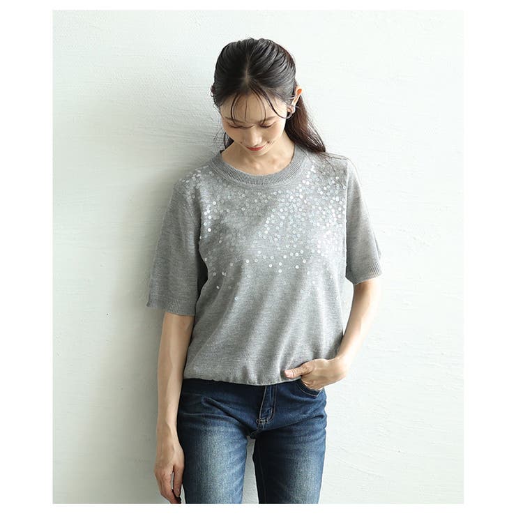 品のある煌めき放つスパンコールサマーニットトップス レディース ファッション | Sawa a la mode | 詳細画像15 
