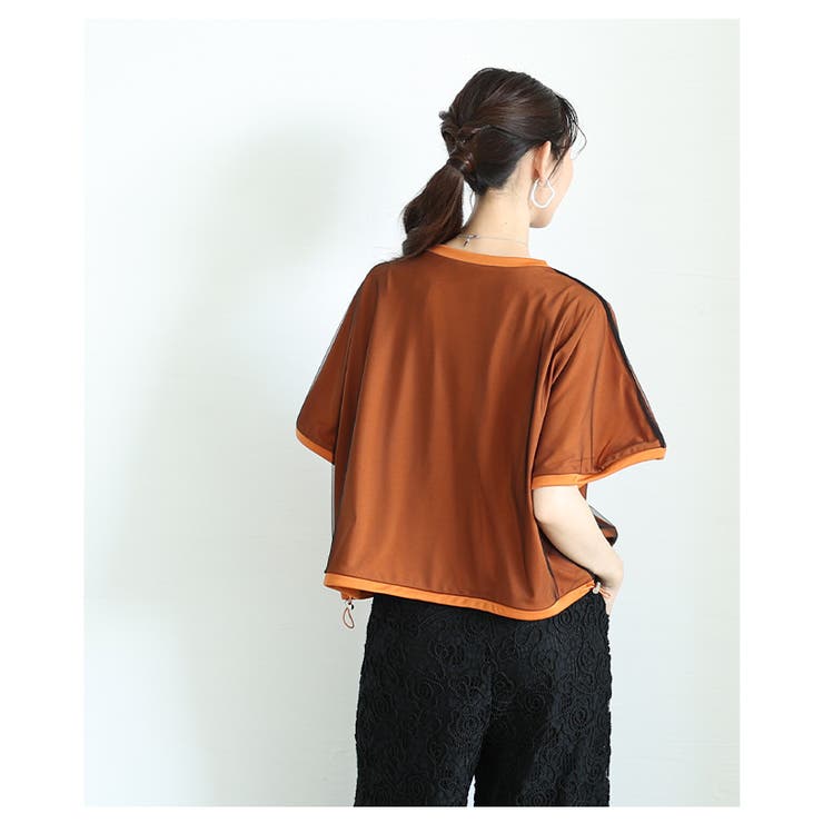 チュールレイヤードドロストプルオーバートップス レディース ファッション | Sawa a la mode | 詳細画像6 