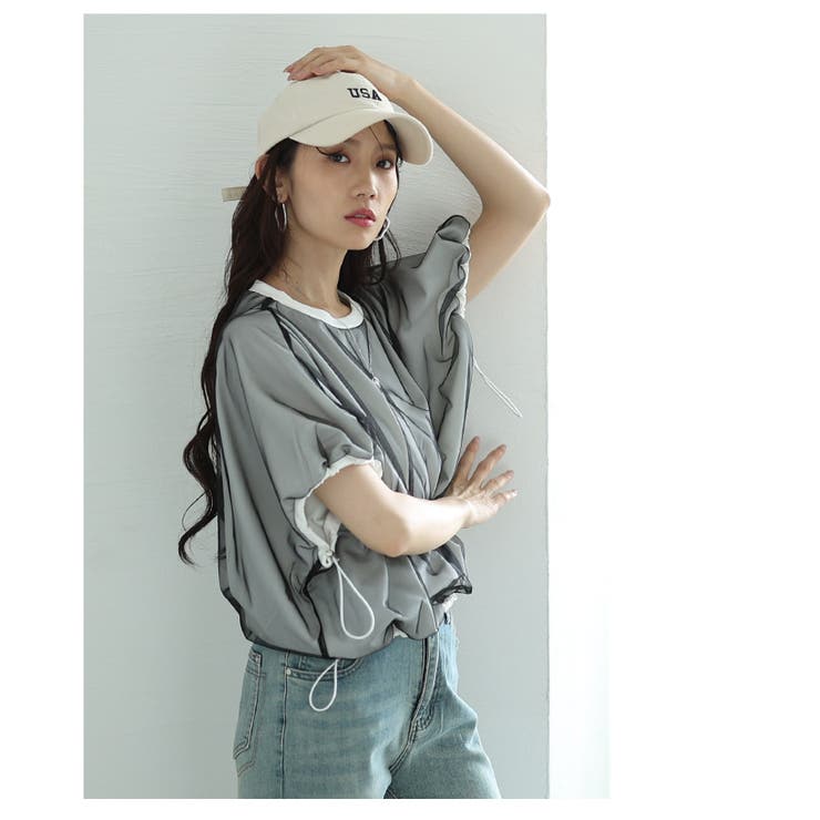 チュールレイヤードドロストプルオーバートップス レディース ファッション | Sawa a la mode | 詳細画像16 