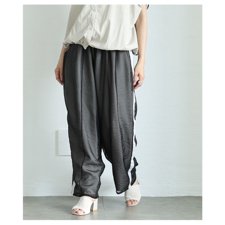 オーガンジーレイヤードサイドラインロングパンツ レディース ファッション | Sawa a la mode | 詳細画像4 