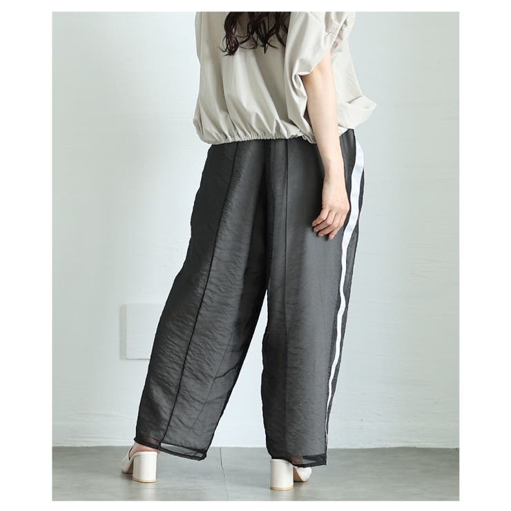 オーガンジーレイヤードサイドラインロングパンツ レディース ファッション | Sawa a la mode | 詳細画像6 