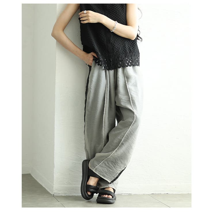 オーガンジーレイヤードサイドラインロングパンツ レディース ファッション | Sawa a la mode | 詳細画像16 