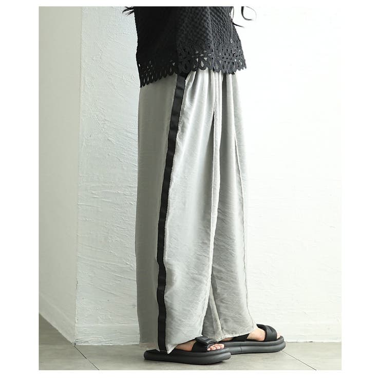 オーガンジーレイヤードサイドラインロングパンツ レディース ファッション | Sawa a la mode | 詳細画像19 