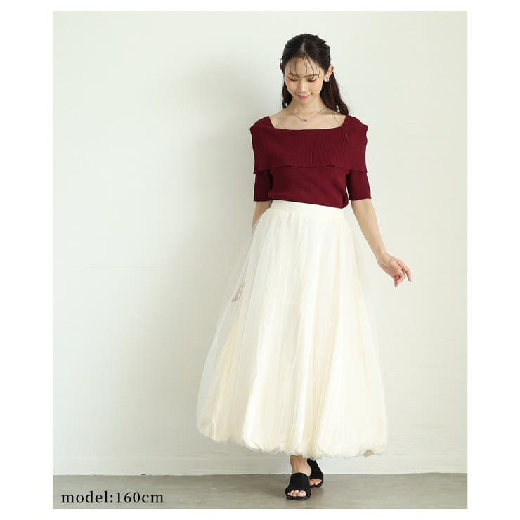 オフショルリブニット半袖トップス レディース ファッション | Sawa a la mode | 詳細画像5 