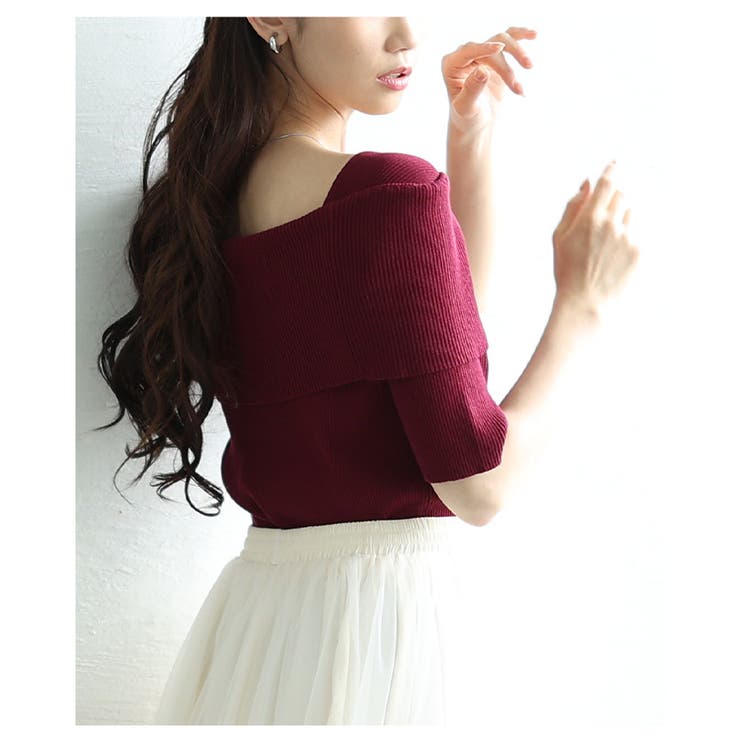 オフショルリブニット半袖トップス レディース ファッション | Sawa a la mode | 詳細画像6 