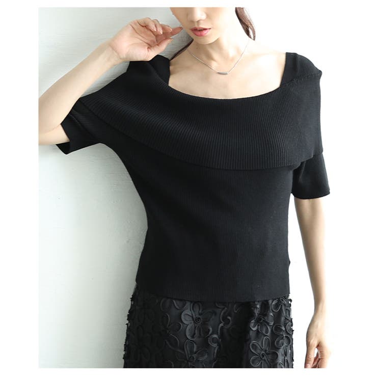 オフショルリブニット半袖トップス レディース ファッション | Sawa a la mode | 詳細画像12 