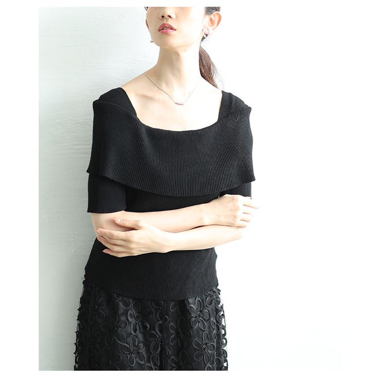オフショルリブニット半袖トップス レディース ファッション | Sawa a la mode | 詳細画像14 