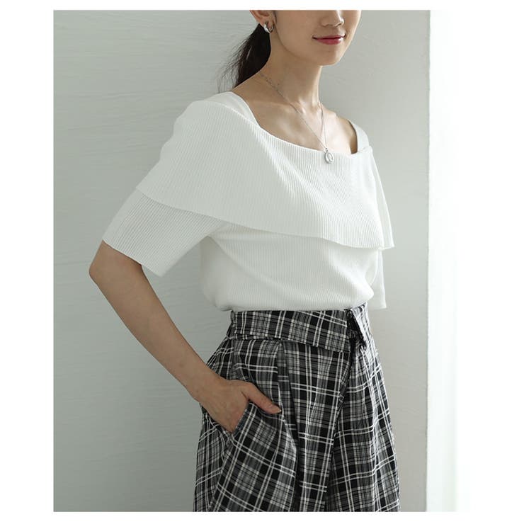 オフショルリブニット半袖トップス レディース ファッション | Sawa a la mode | 詳細画像15 