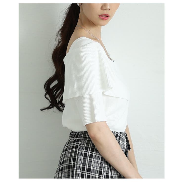 オフショルリブニット半袖トップス レディース ファッション | Sawa a la mode | 詳細画像17 