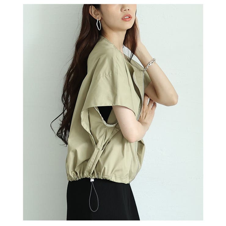 こなれ感たっぷりのシルエットを愉しむドロスト付き切り替えジップベスト レディース… | Sawa a la mode | 詳細画像11 