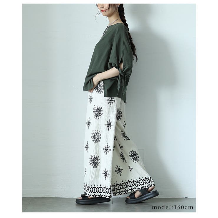 エスニックな雰囲気を纏うリラクシーな刺繍ワイドパンツ レディース ファッション | Sawa a la mode | 詳細画像13 
