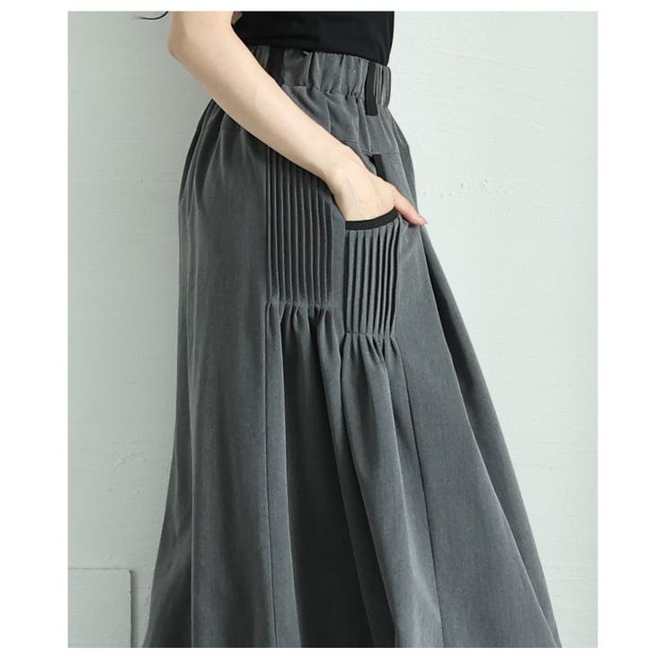 サイド切替プリーツ配色パイピングウエストゴムフレアスカート レディース ファッシ… | Sawa a la mode | 詳細画像16 