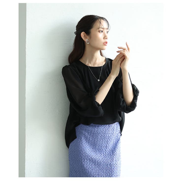 袖口リボンモチーフシフォンブラウス レディース ファッション | Sawa a la mode | 詳細画像13 