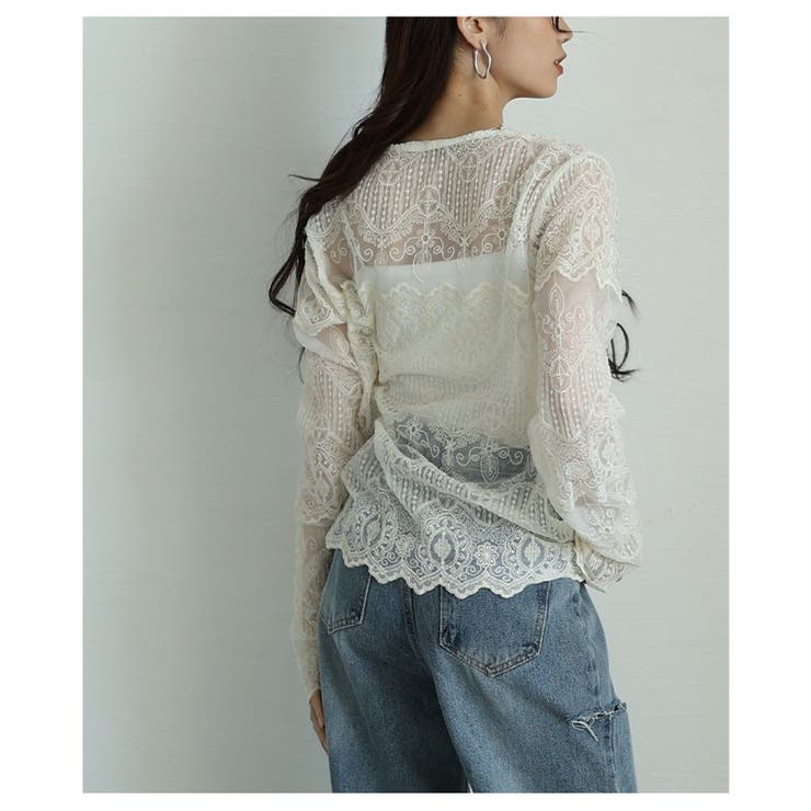 総レース×スカラップデザインシアーブラウス レディース ファッション | Sawa a la mode | 詳細画像4 