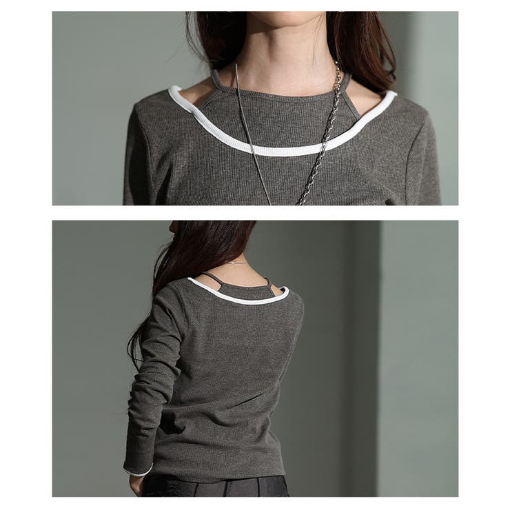 トレンドを抑えたアメスリタンクレイヤード風リブカットソー レディース ファッショ… | Sawa a la mode | 詳細画像5 