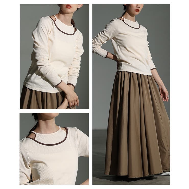 トレンドを抑えたアメスリタンクレイヤード風リブカットソー レディース ファッショ… | Sawa a la mode | 詳細画像19 