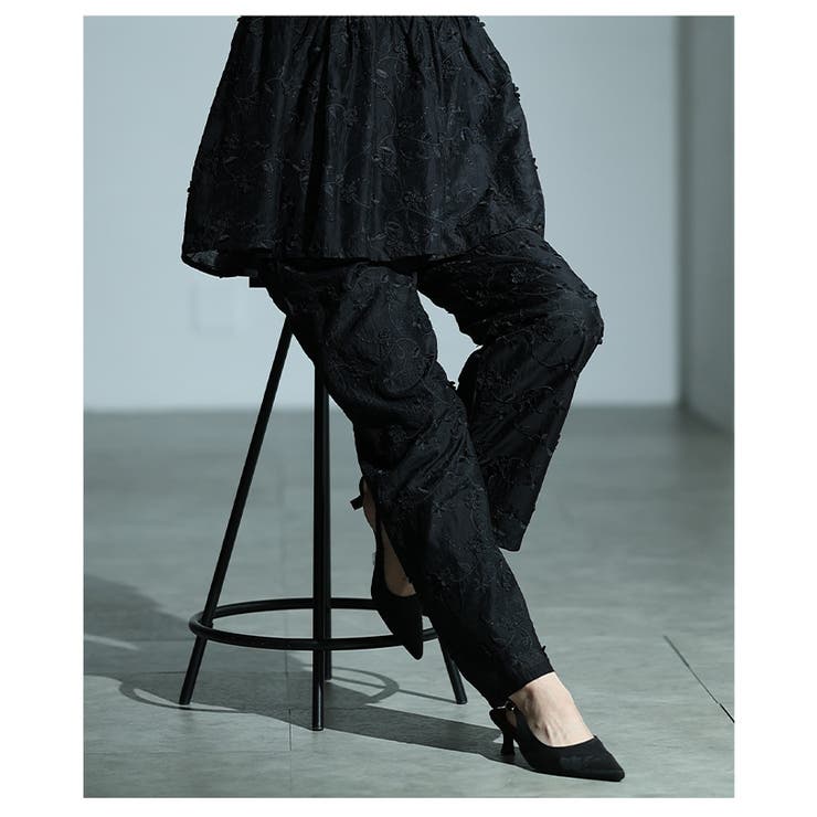 華やぐ上品さ重なる立体花刺繍オーガンジーセミワイドパンツ レディース ファッション | Sawa a la mode | 詳細画像12 