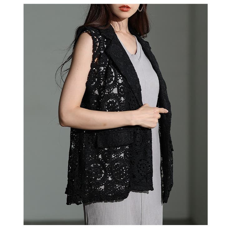 スタイルに深みが増す総レースジレジャケット レディース ファッション | Sawa a la mode | 詳細画像16 